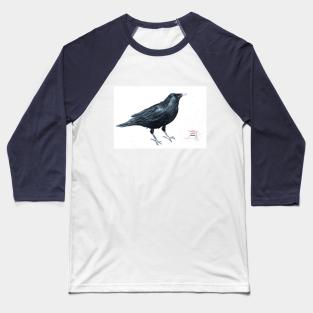 Greedy Raven Watercolour Painting Baseball T-Shirt
